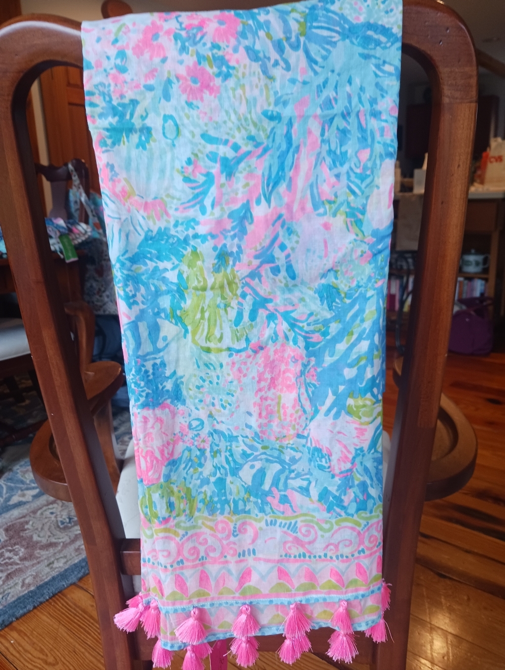 Lilly Pulitzer Cotton Sienna Wrap Scarf in "Multi Fished My Wish" NWT